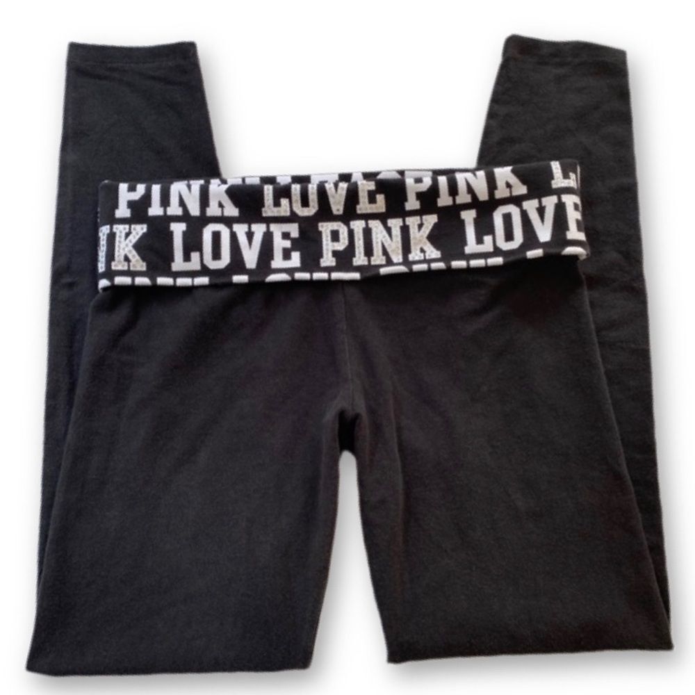 Victoria’s Secret PINK Jeweled Foldover Yoga Pants Leggings S